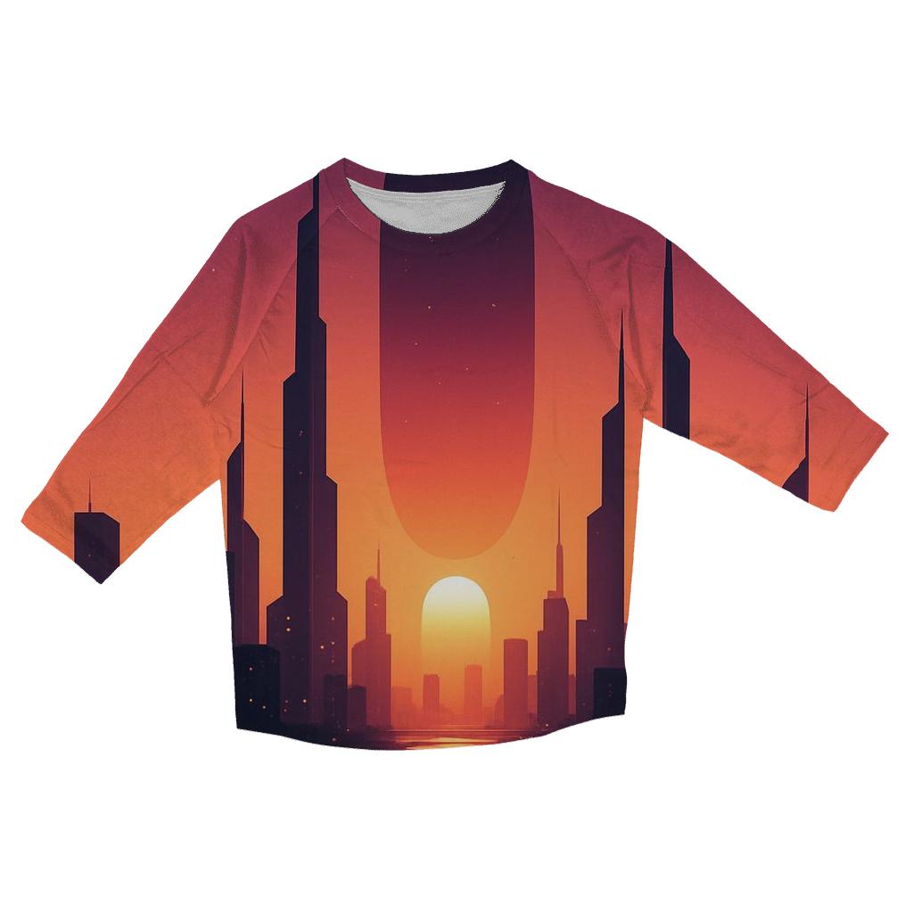 Mirrored City Ember Skyline designer 3/4 sleeve blouses