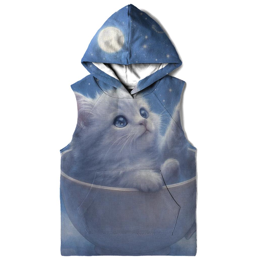 Moonlit Teacup Stargazer Cat pullover hoodies