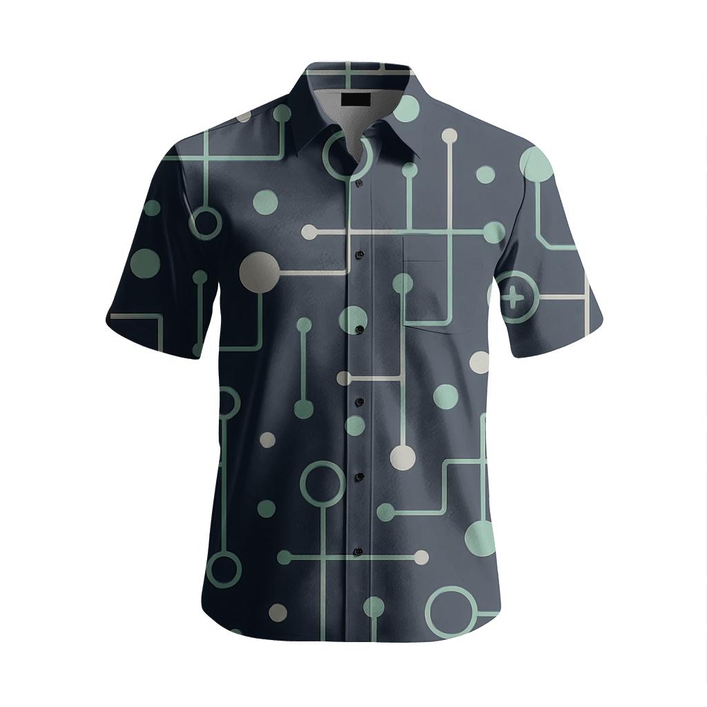 Cosmic Circuit Geometric Repeat personalized embroidery shirts