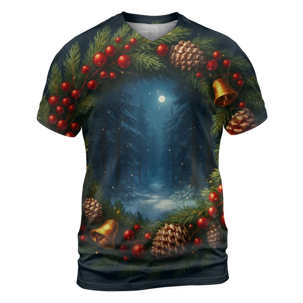 Wreath Portal To Winter Forest creative print fashion shirts