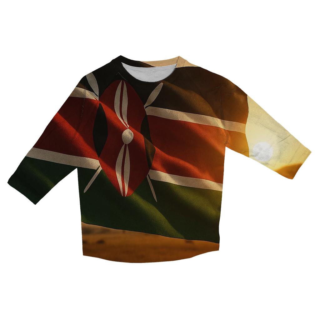 Kenyan Flag Savanna Sunrise Fabric custom 3/4 sleeve shirts
