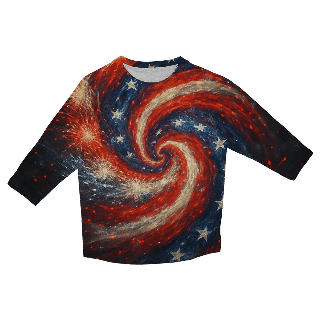 Fireworks Spiral Banner Vortex casual three quarter sleeve shirts