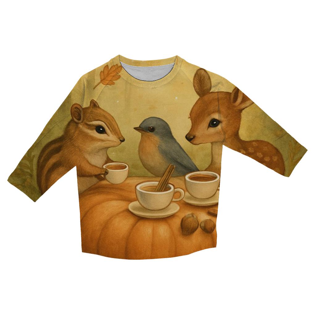 Pumpkin Spice Forest Tea Party personalized 3/4 sleeve tees