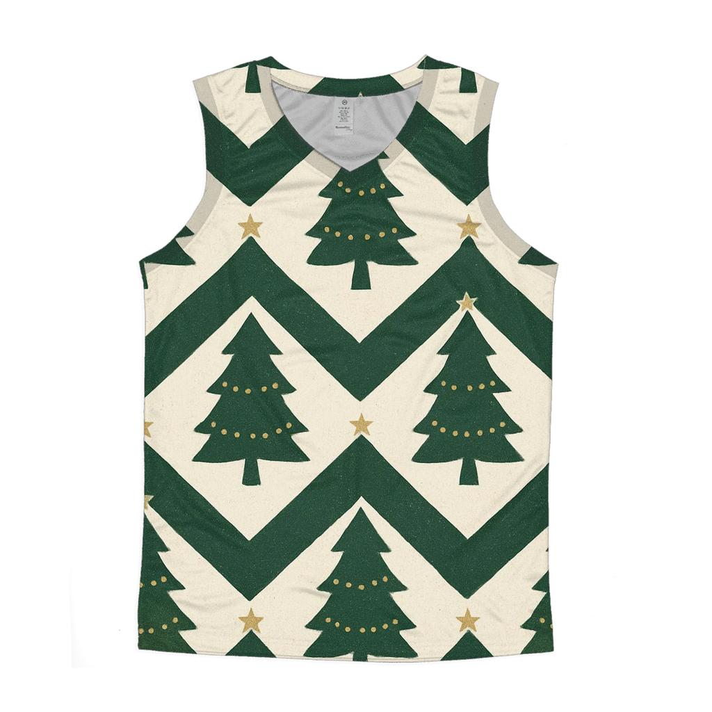 Emerald Fir Tree Chevron On Snowy Ground designer workout tanks