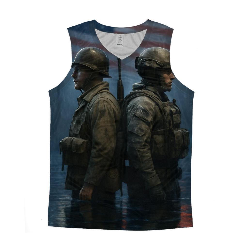Brothers In Arms Flag Reflection sports performance tank tops