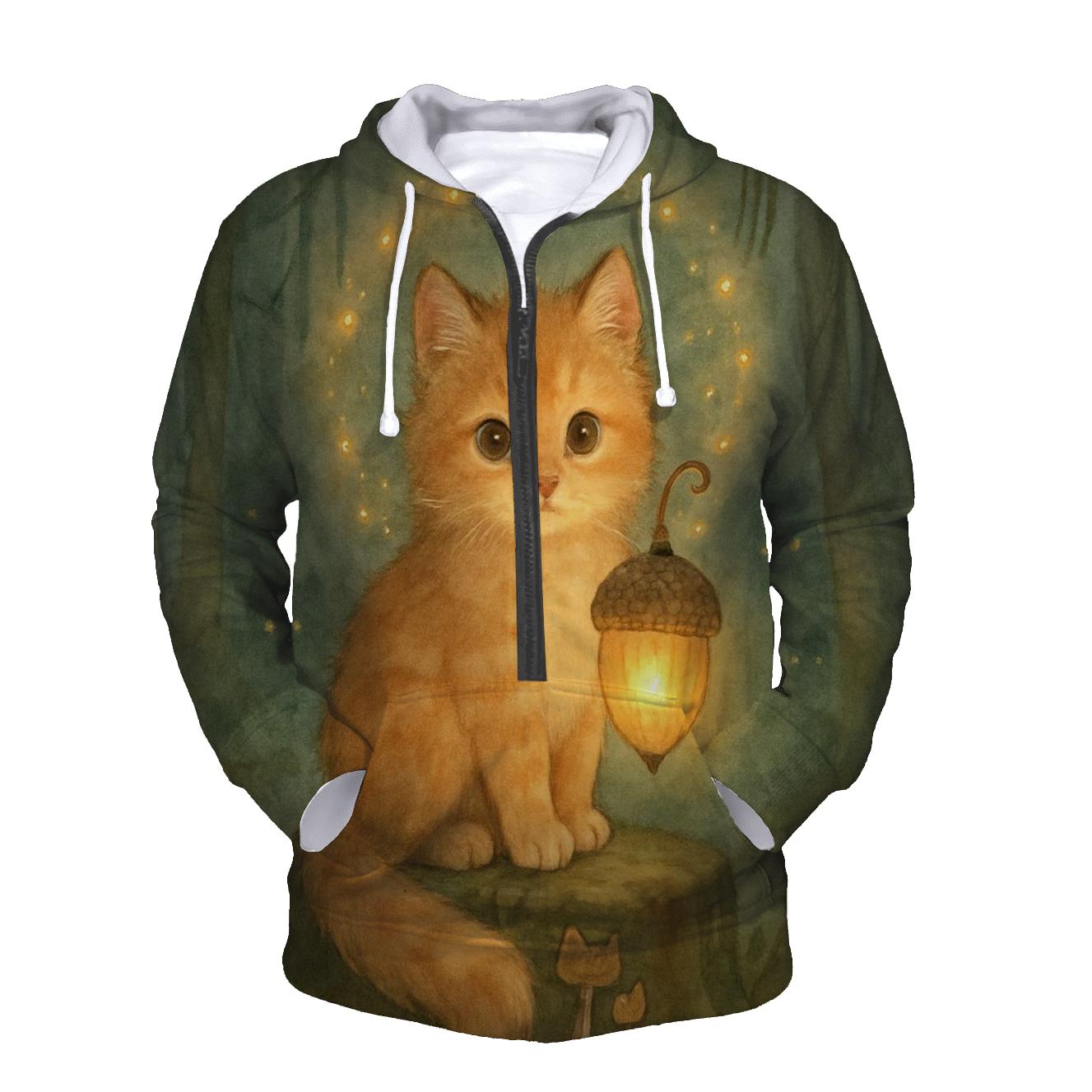 Forest Lantern Guardian Kitten zip-up hoodies