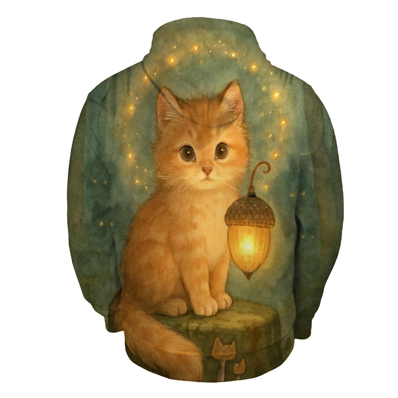 Forest Lantern Guardian Kitten zip-up hoodies