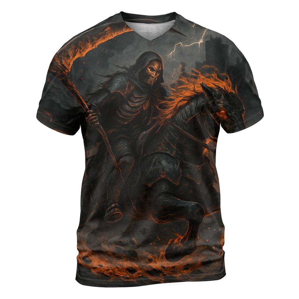 HarbingerOnTheEmberSteed vibrant all-over design tees