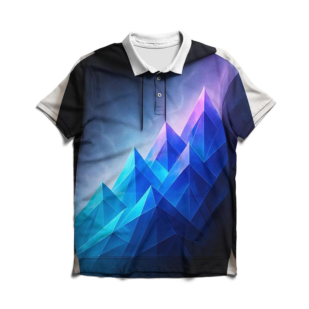 Prismatic Mountain Veil stylish collar polo tees