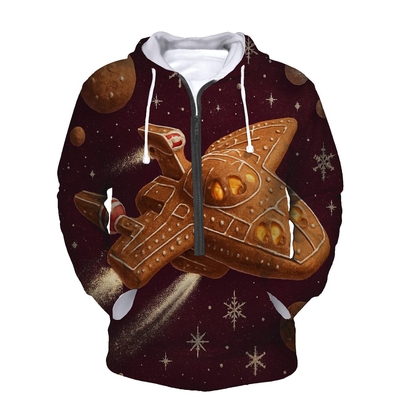 Gingerbread Starship Christmas Voyage pullover hoodies