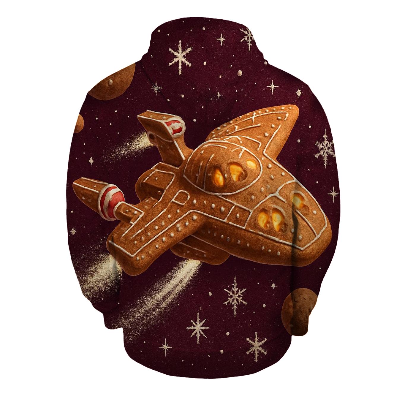 Gingerbread Starship Christmas Voyage pullover hoodies