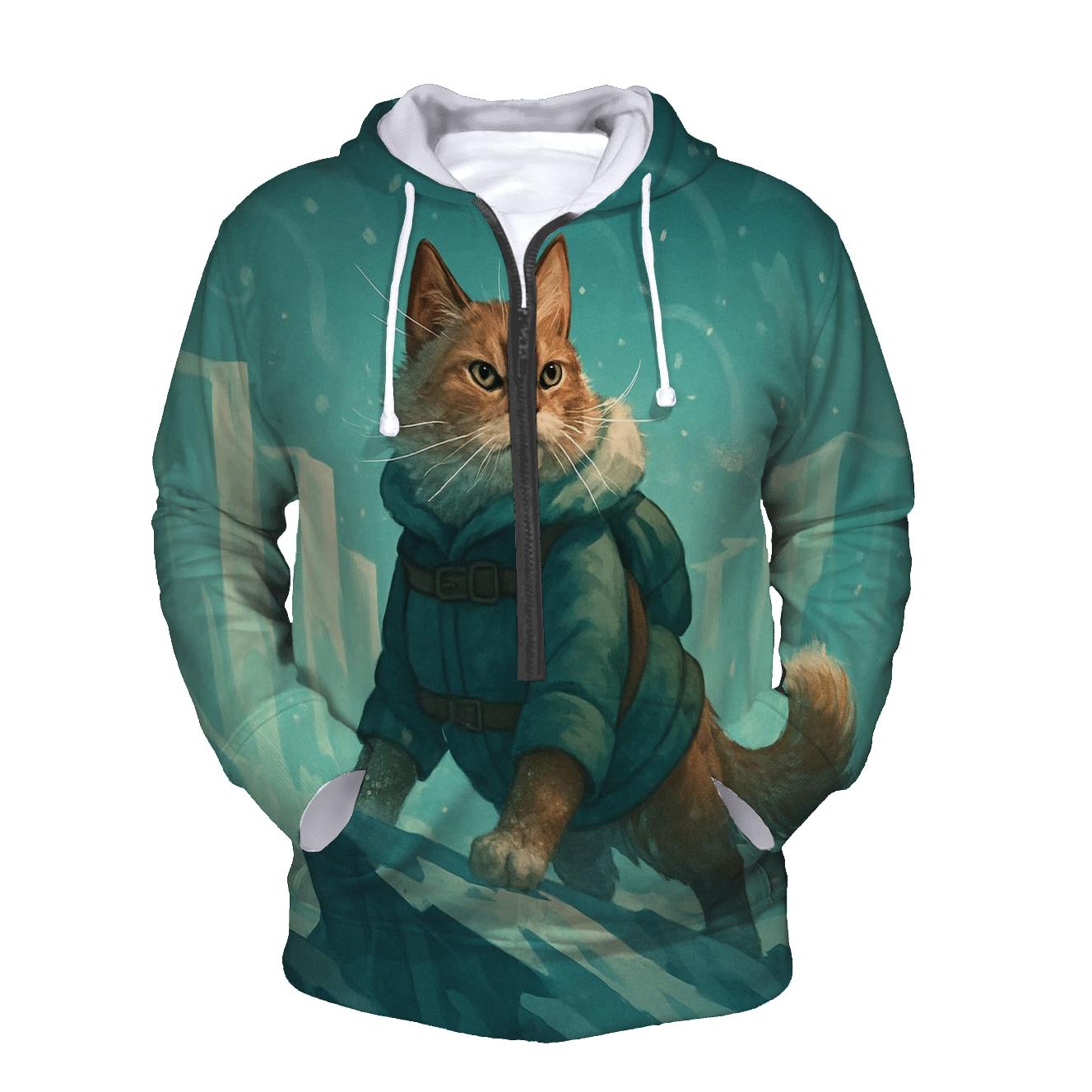 Frostbound Arctic Explorer Cat pullover hoodies