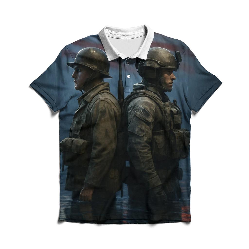 Brothers In Arms Flag Reflection classic pique polos