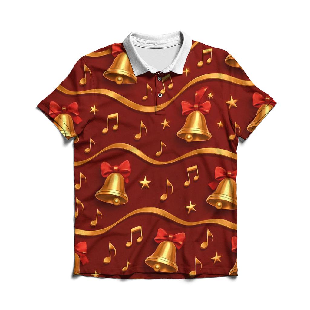 Golden Bell Wave On Deep Crimson designer slim fit polos