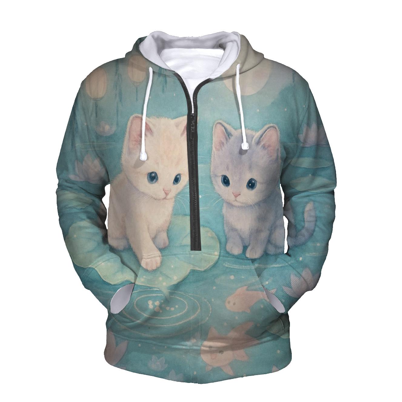 Lotus Pond Moon Whisper Kittens graphic hoodies