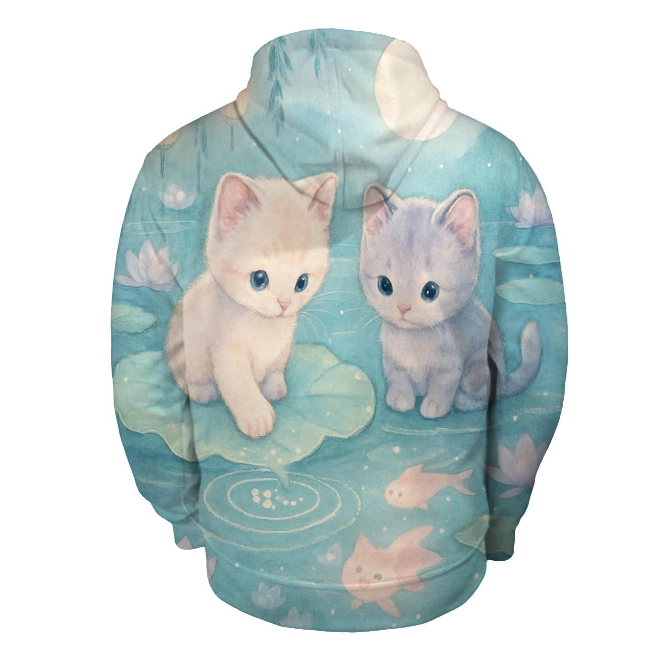 Lotus Pond Moon Whisper Kittens graphic hoodies