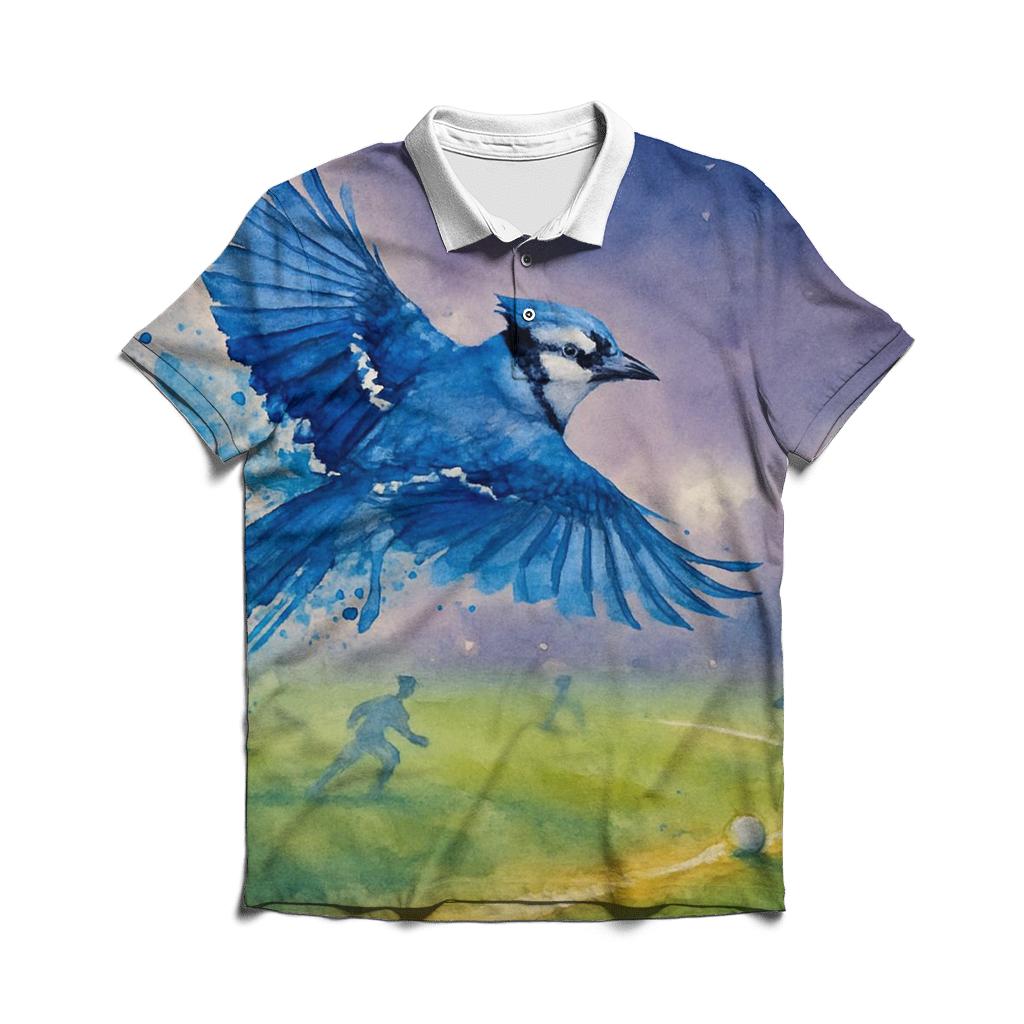 Twilight Glide Over Blue Jays Outfield premium cotton polo shirts
