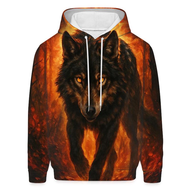 Primal Forest Ember Wolf printed hoodies