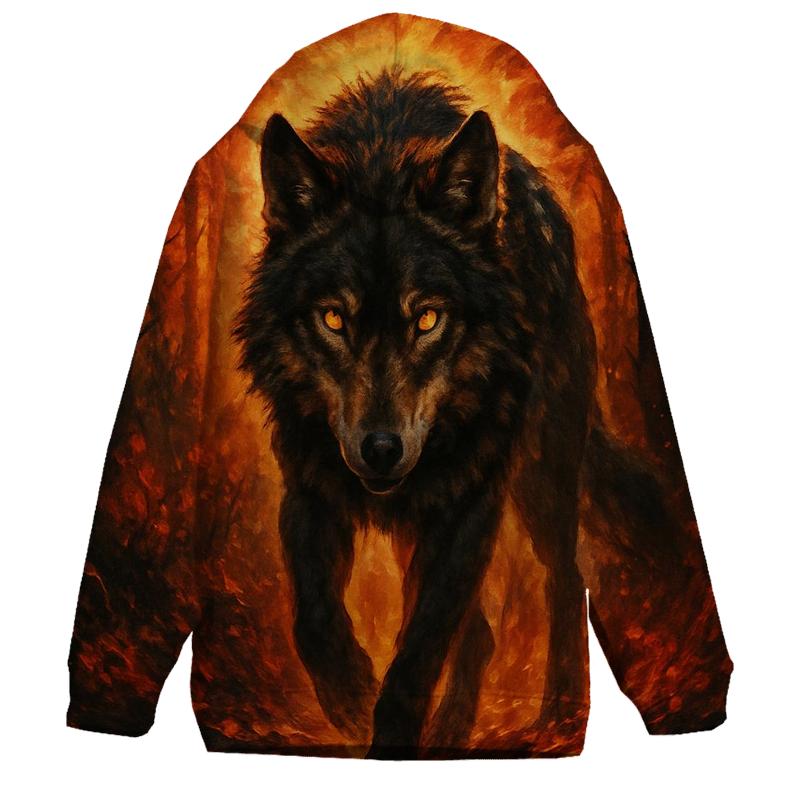 Primal Forest Ember Wolf printed hoodies
