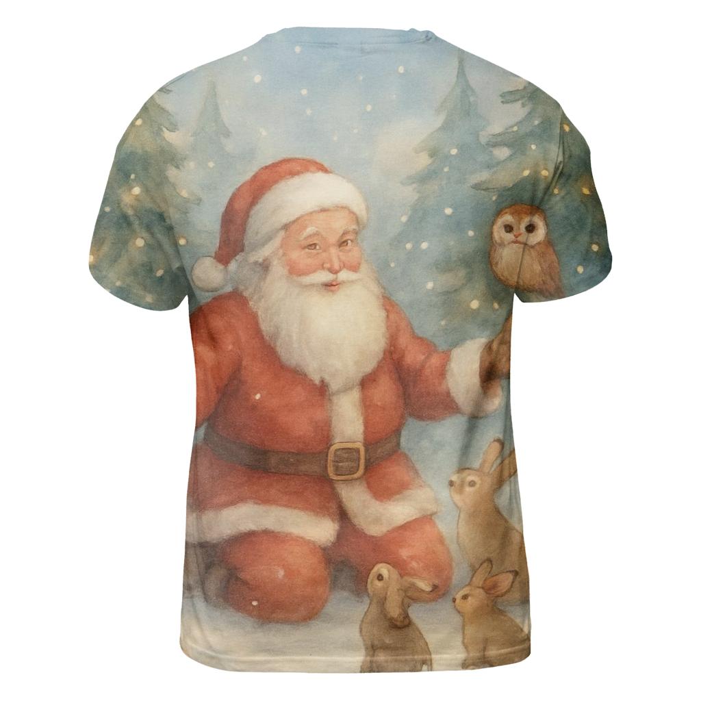 Woodland Storybook Santa Gathering trendy printed shirt styles