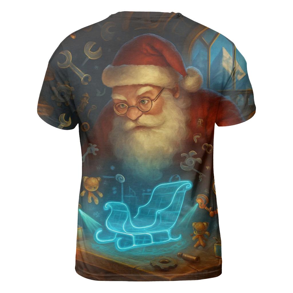 Workshop Tech Santa Blueprint custom all-over print shirts