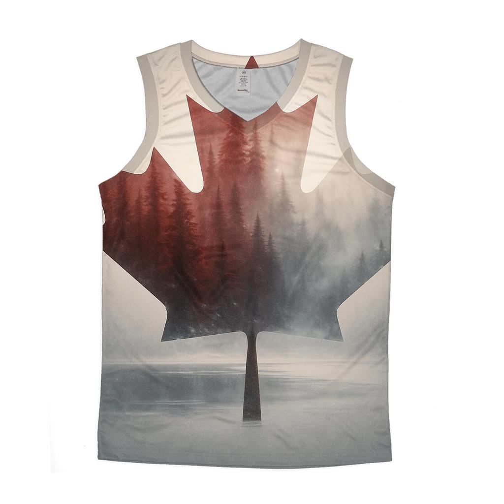 Canadian Flag Forest Double Exposure trendy fitted tank tops
