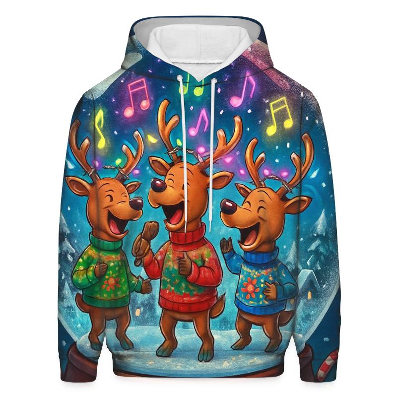 Reindeer Karaoke Snow Globe graphic hoodies