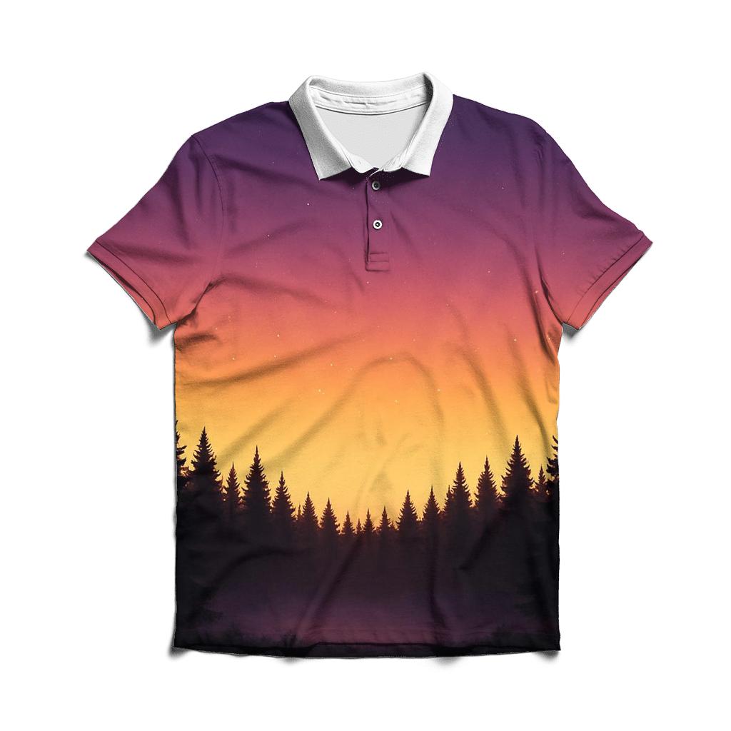 Forest Skyline Ember Veil premium cotton polo shirts