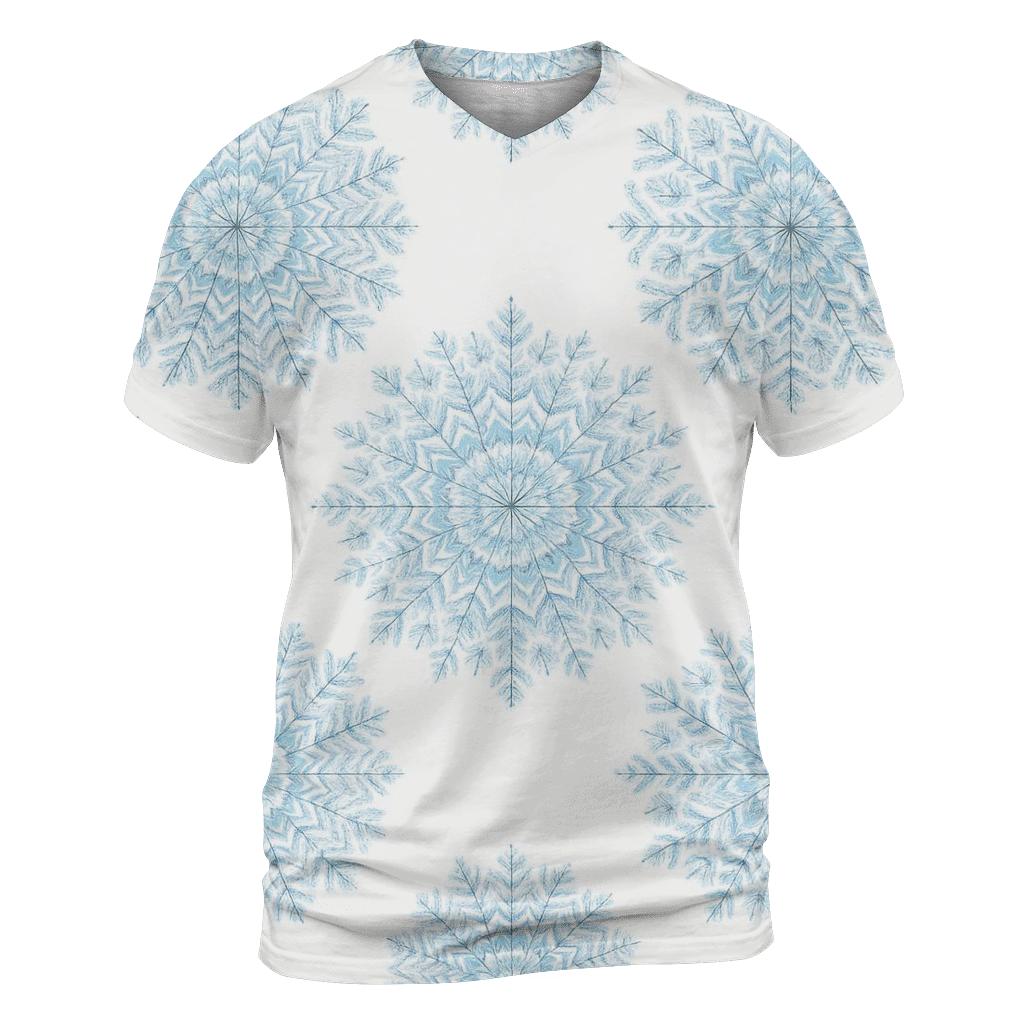 Snowflake Mandala Rings On Soft White artistic all-over print tops