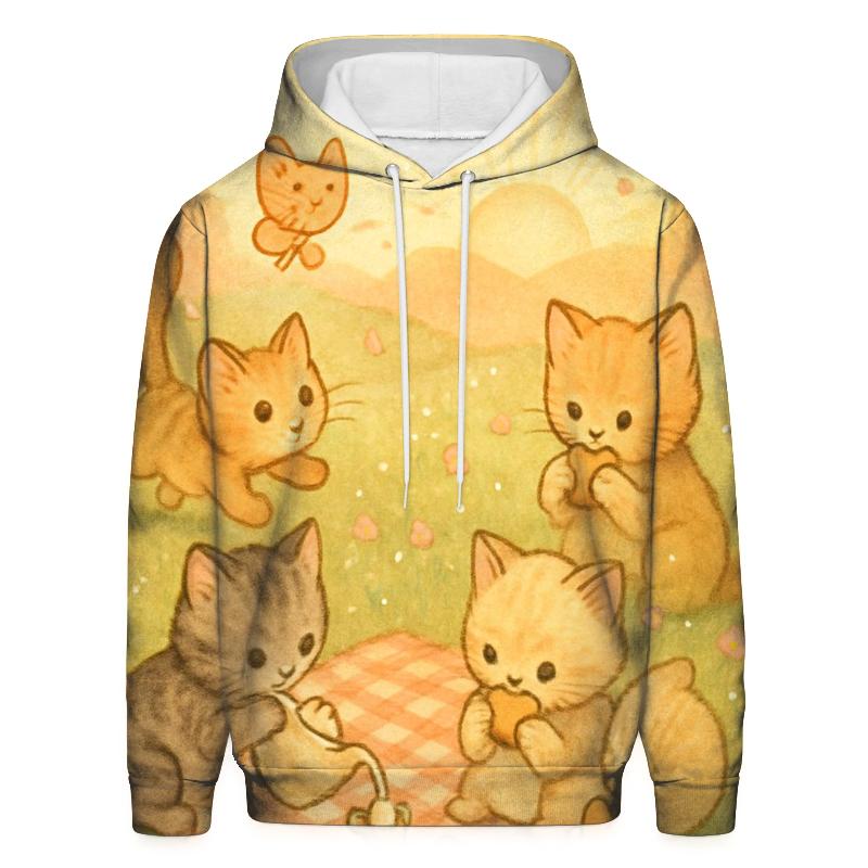 Sunrise Meadow Picnic Cats hoodie designs
