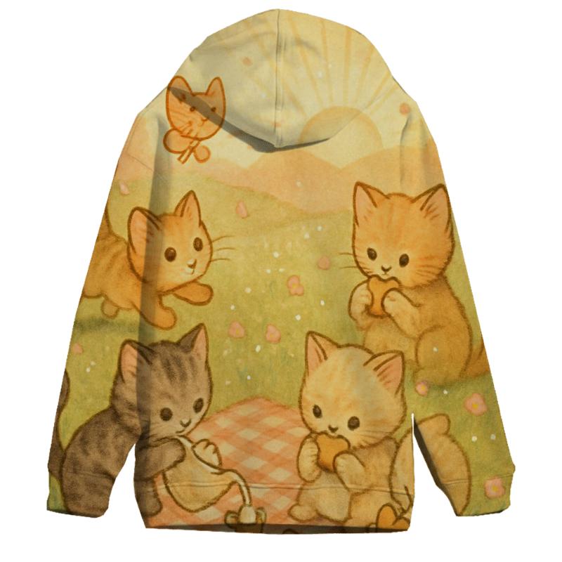 Sunrise Meadow Picnic Cats hoodie designs