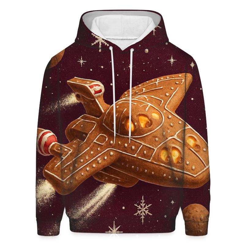 Gingerbread Starship Christmas Voyage embroidered hoodies