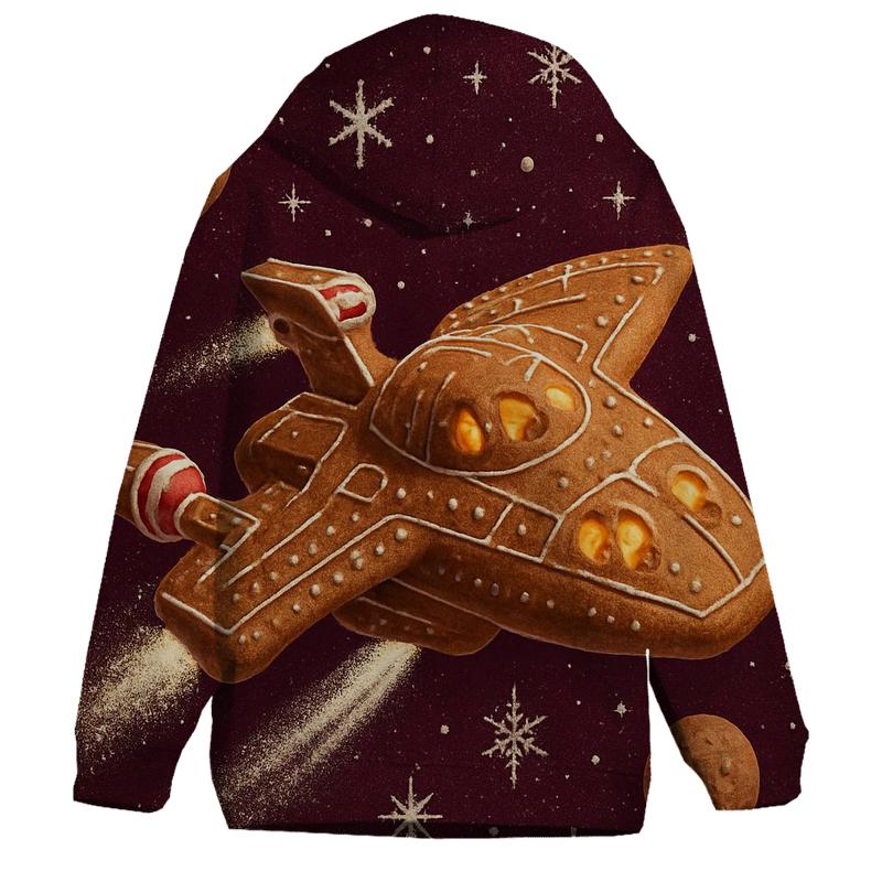 Gingerbread Starship Christmas Voyage embroidered hoodies