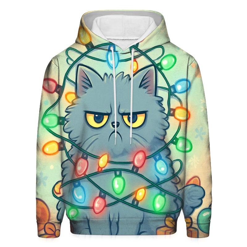 Grumpy Cat Tangled In Christmas Lights hoodie designs