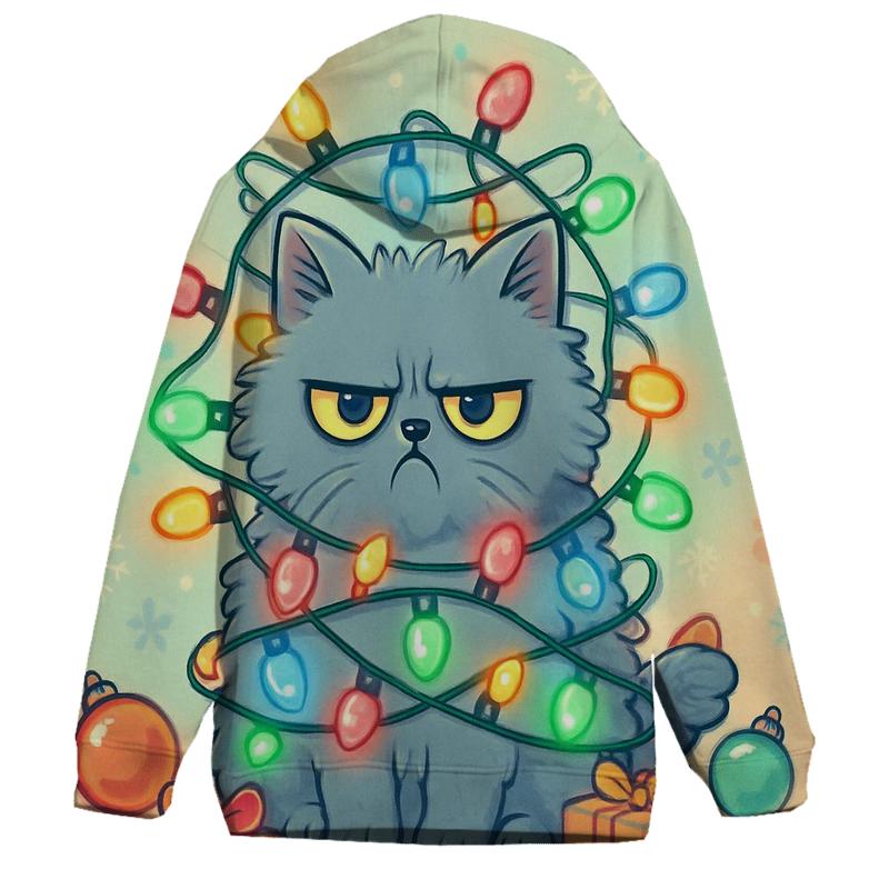 Grumpy Cat Tangled In Christmas Lights hoodie designs