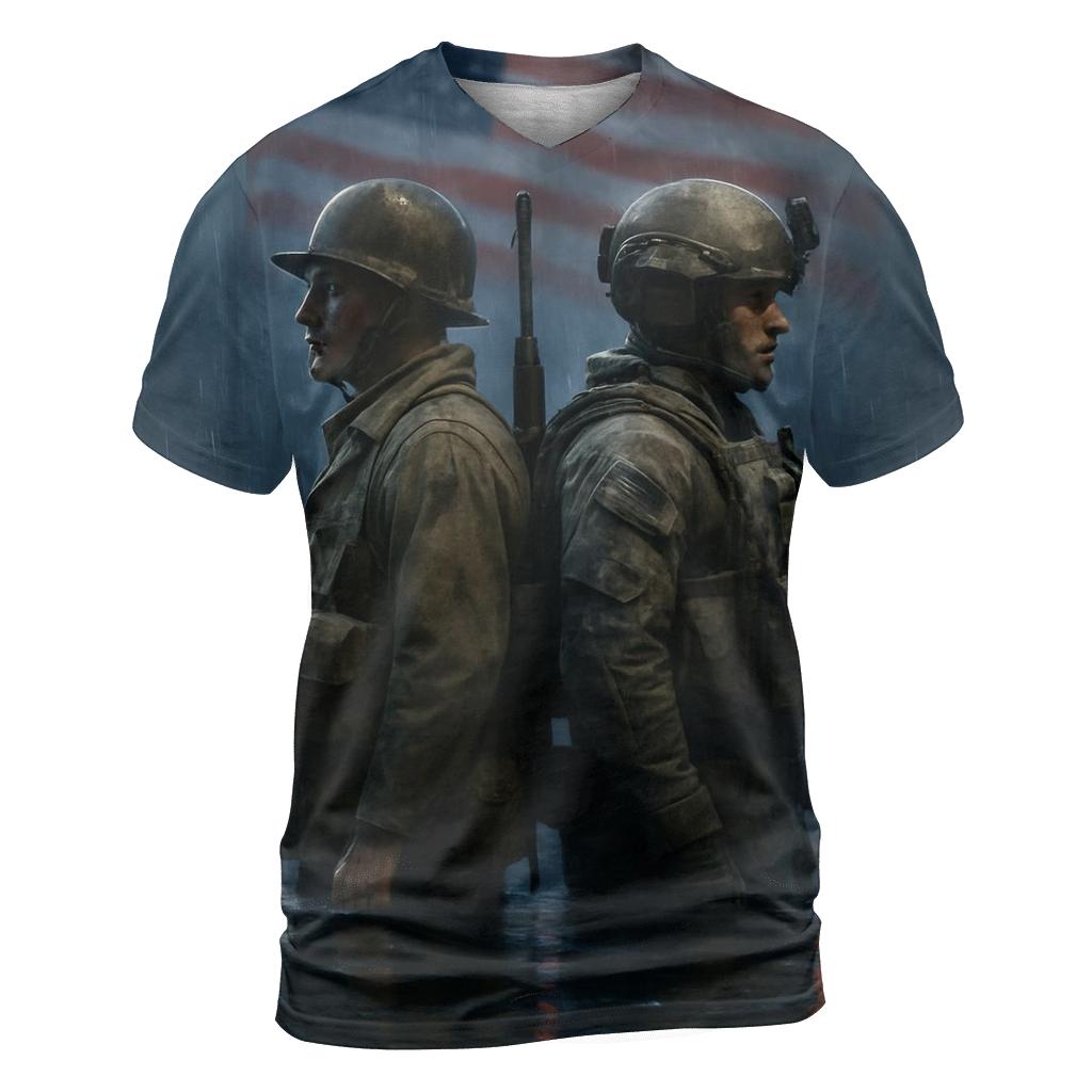 Brothers In Arms Flag Reflection creative print fashion shirts