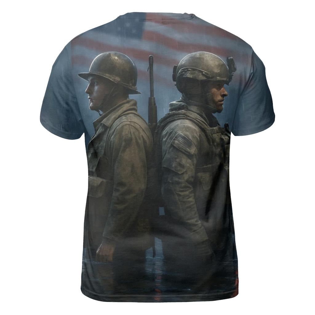 Brothers In Arms Flag Reflection creative print fashion shirts