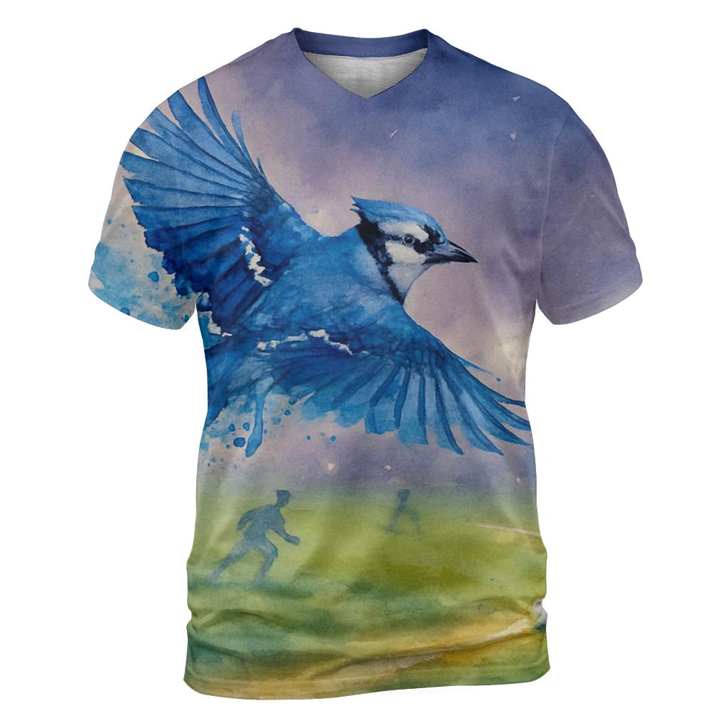 Twilight Glide Over Blue Jays Outfield unique graphic print tees