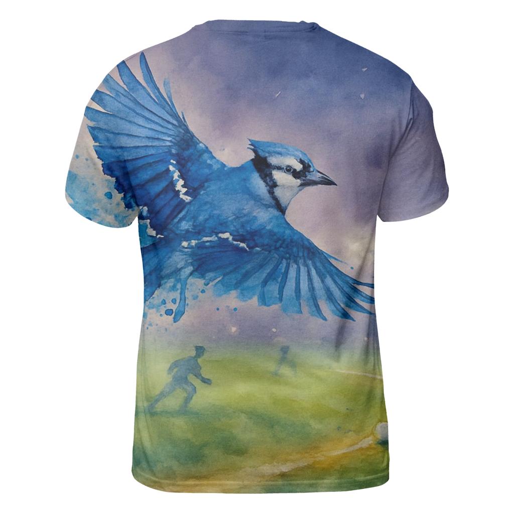 Twilight Glide Over Blue Jays Outfield unique graphic print tees
