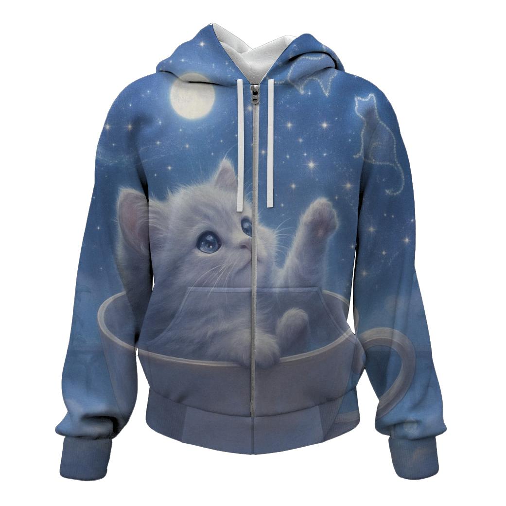 Moonlit Teacup Stargazer Cat hoodie trends