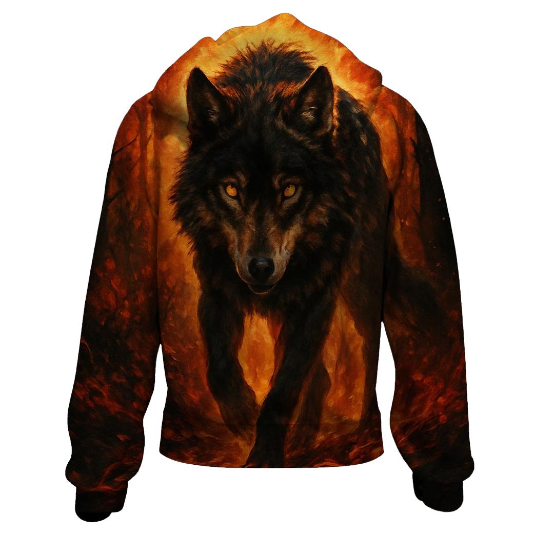 Primal Forest Ember Wolf zip-up hoodies