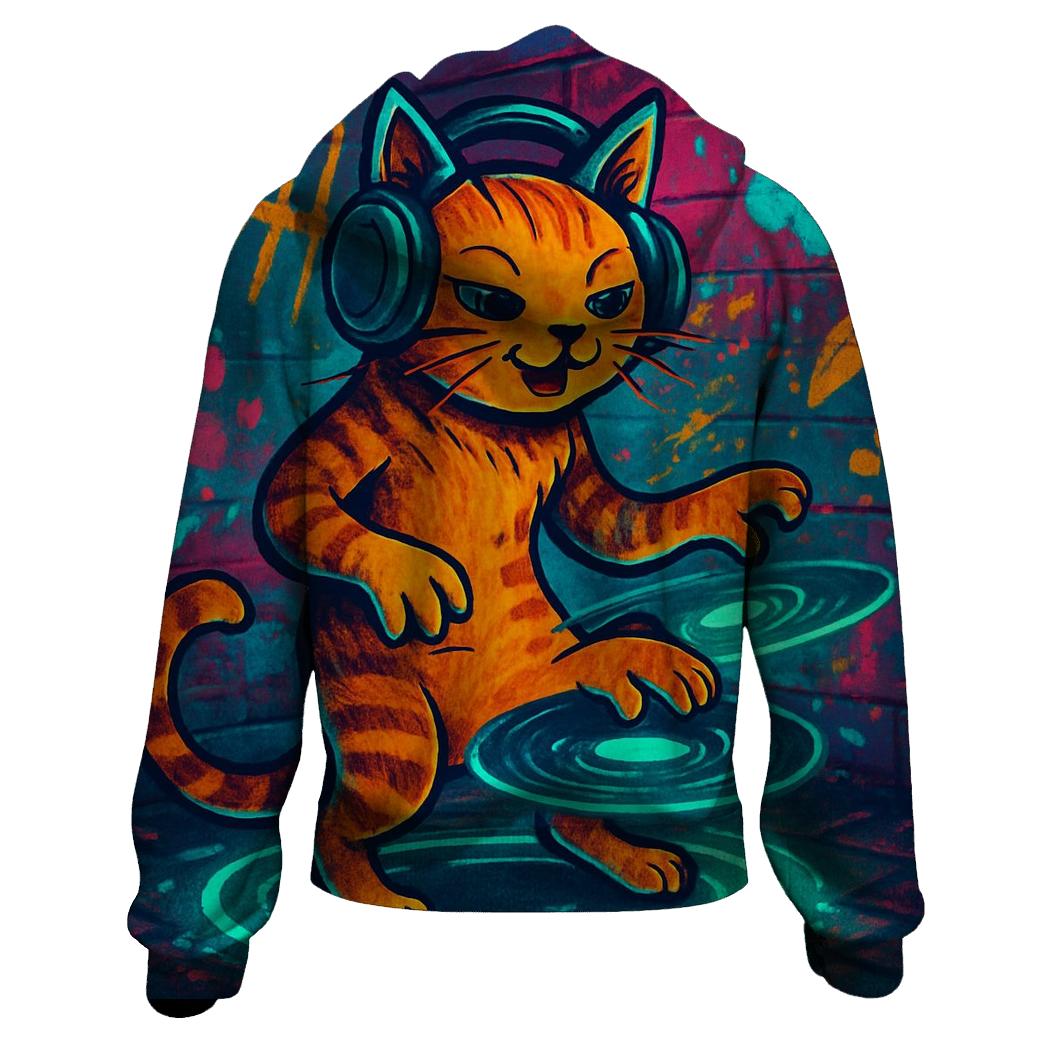 Graffiti Alley DJ Cat printed hoodies