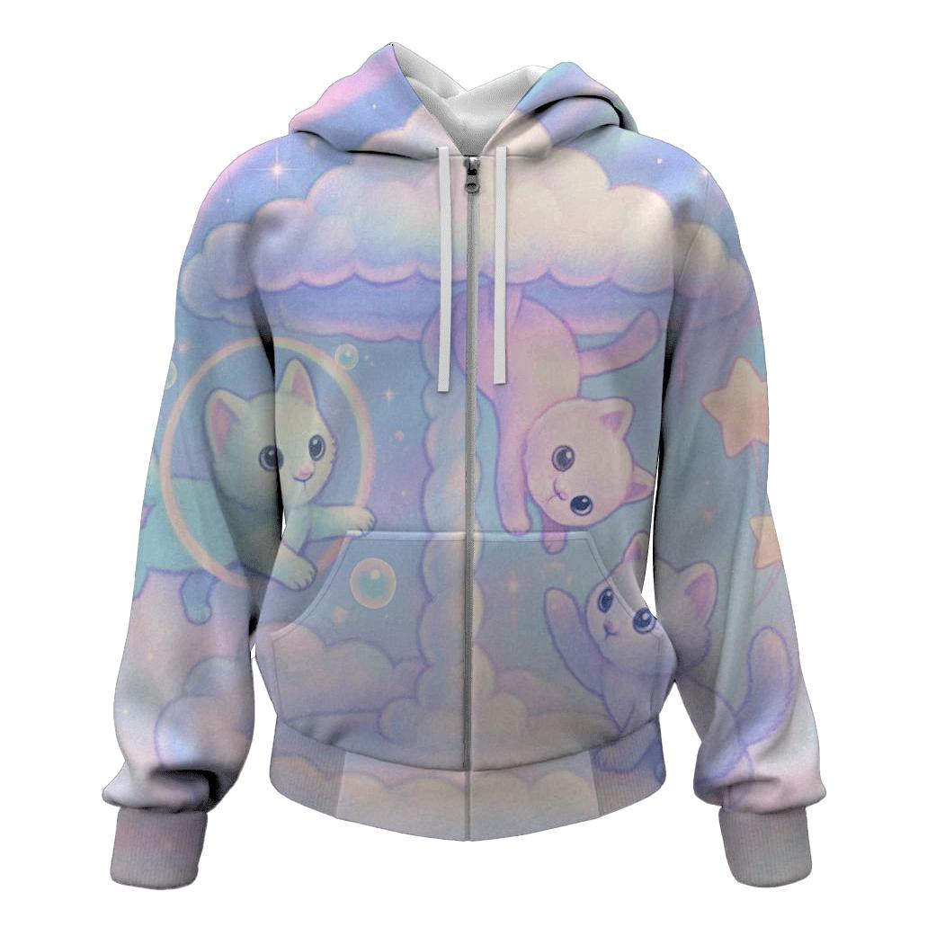 Pastel Carousel Cloud Cats custom hoodies
