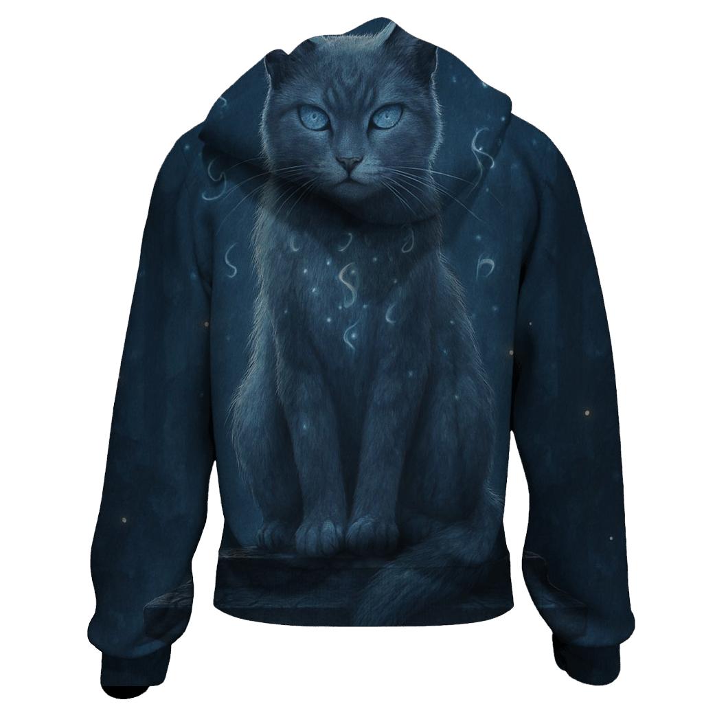 Moonlit Shrine Guardian Cat graphic hoodies