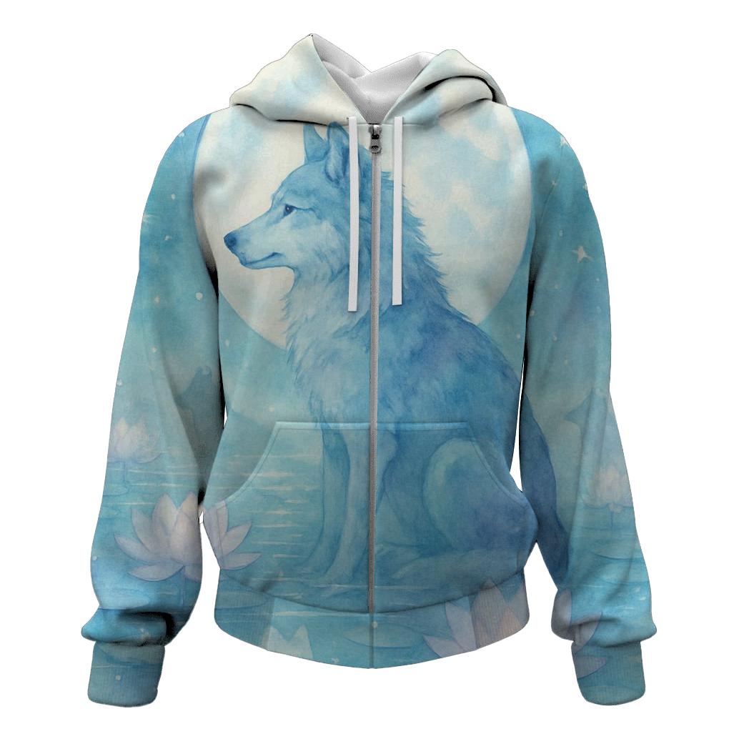Moonlit Lotus Guardian zip-up hoodies