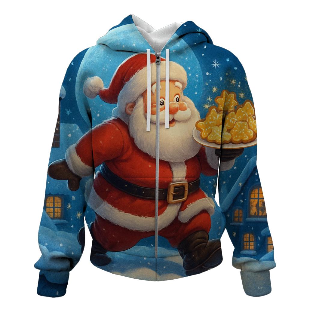 Santa Moonlight Cookie Patrol zip-up hoodies
