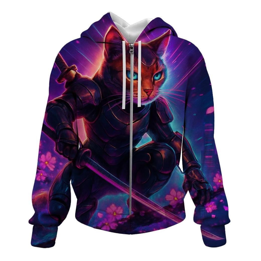 Cyber Sakura Samurai Cat hoodie designs