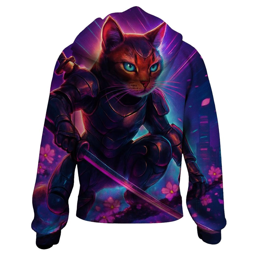 Cyber Sakura Samurai Cat hoodie designs
