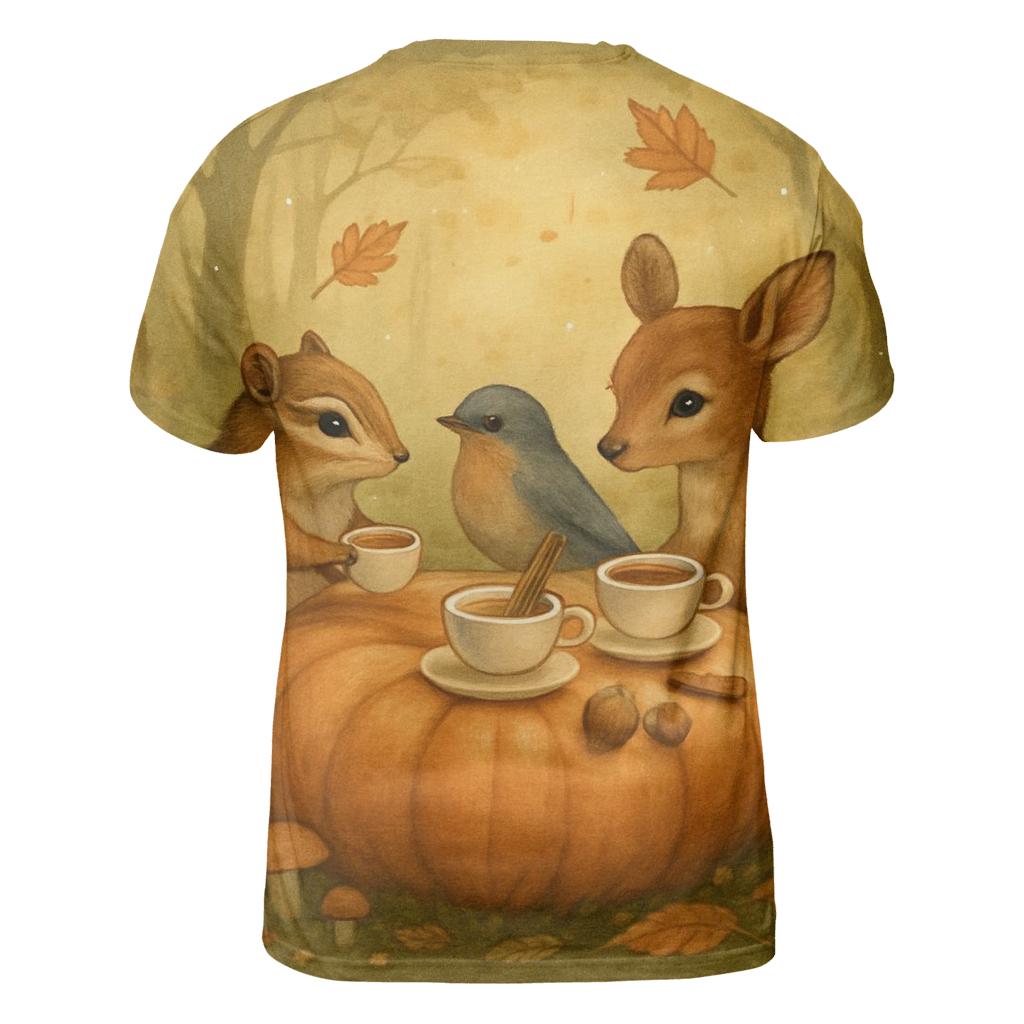 Pumpkin Spice Forest Tea Party creative print fashion shirts