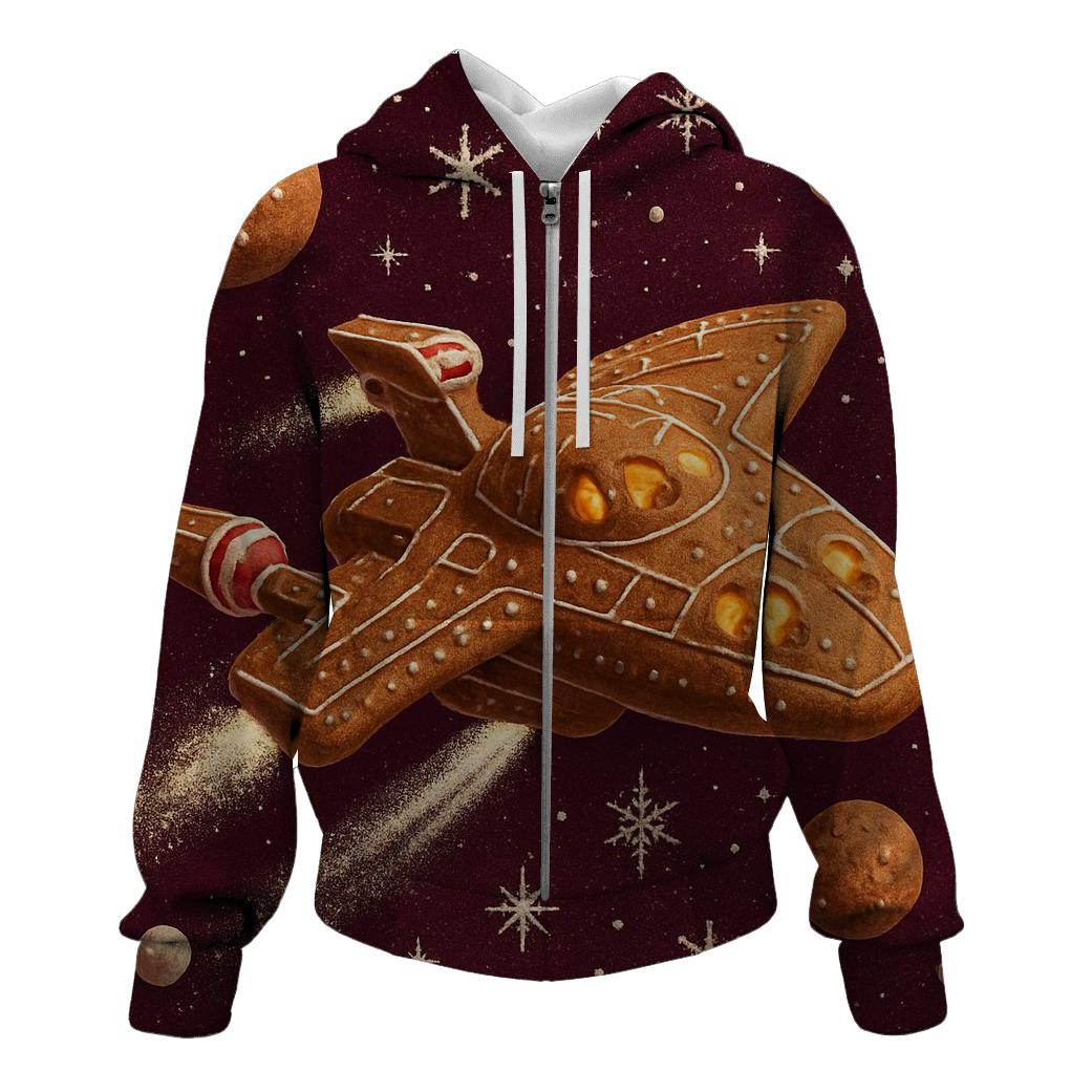 Gingerbread Starship Christmas Voyage premium hoodies